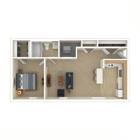 a bedroom floor plan with furniture and a closet